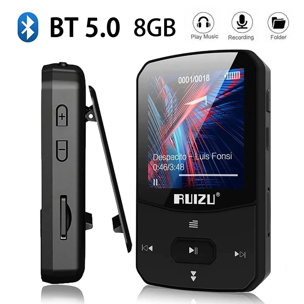 X52 Sports Bluetooth MP3 Player Portable Backclip Mini Music,Support FM/Recorder/MP4 Video Player 2.4 inch Screen