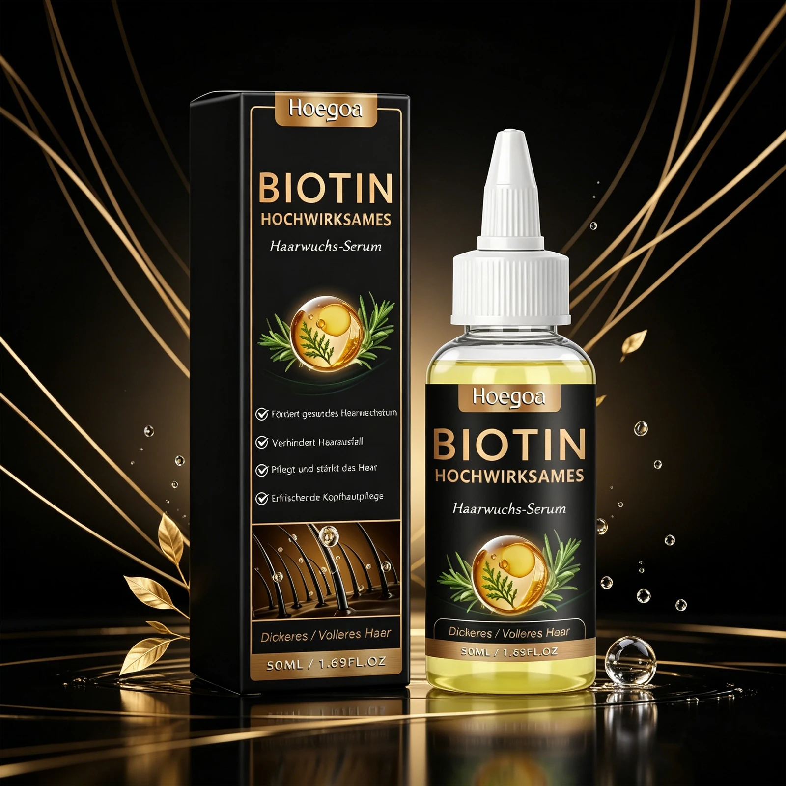 

Hoegoa 50ml Biotin Hair Care Essence Gently Moisturizes Hair and Smoothes Hair Daily Scalp Massage Treatment Essence