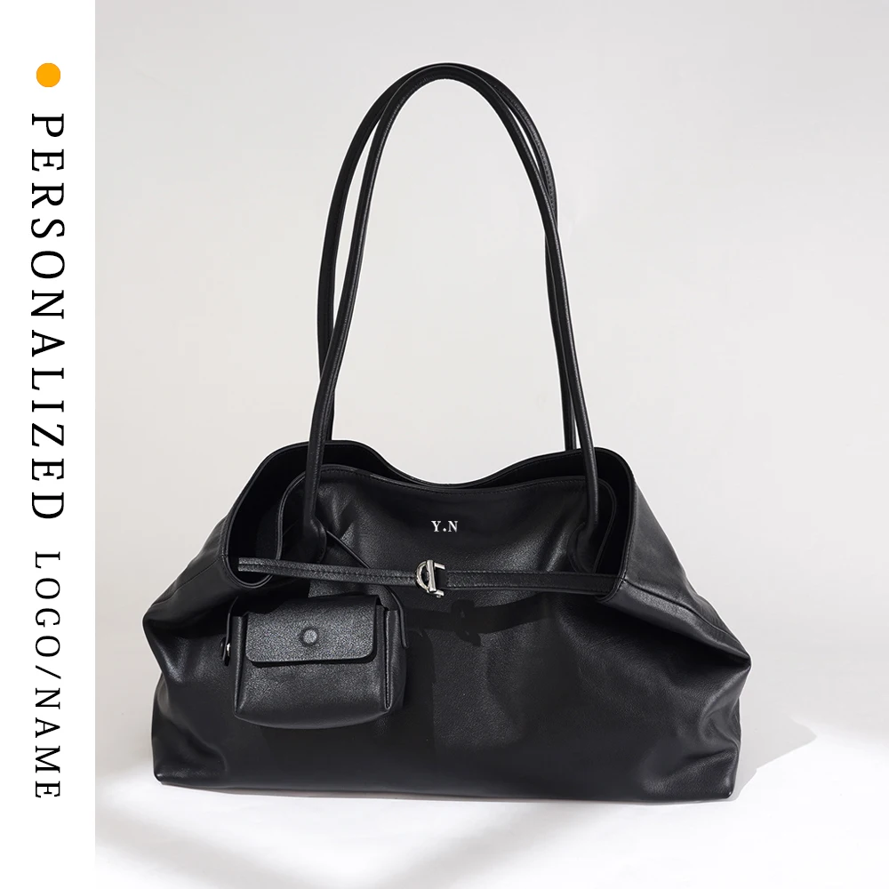 

Custom gold stamping genuine leather women's bag fashionable one-shoulder women's bag genuine leather large capacity commuting