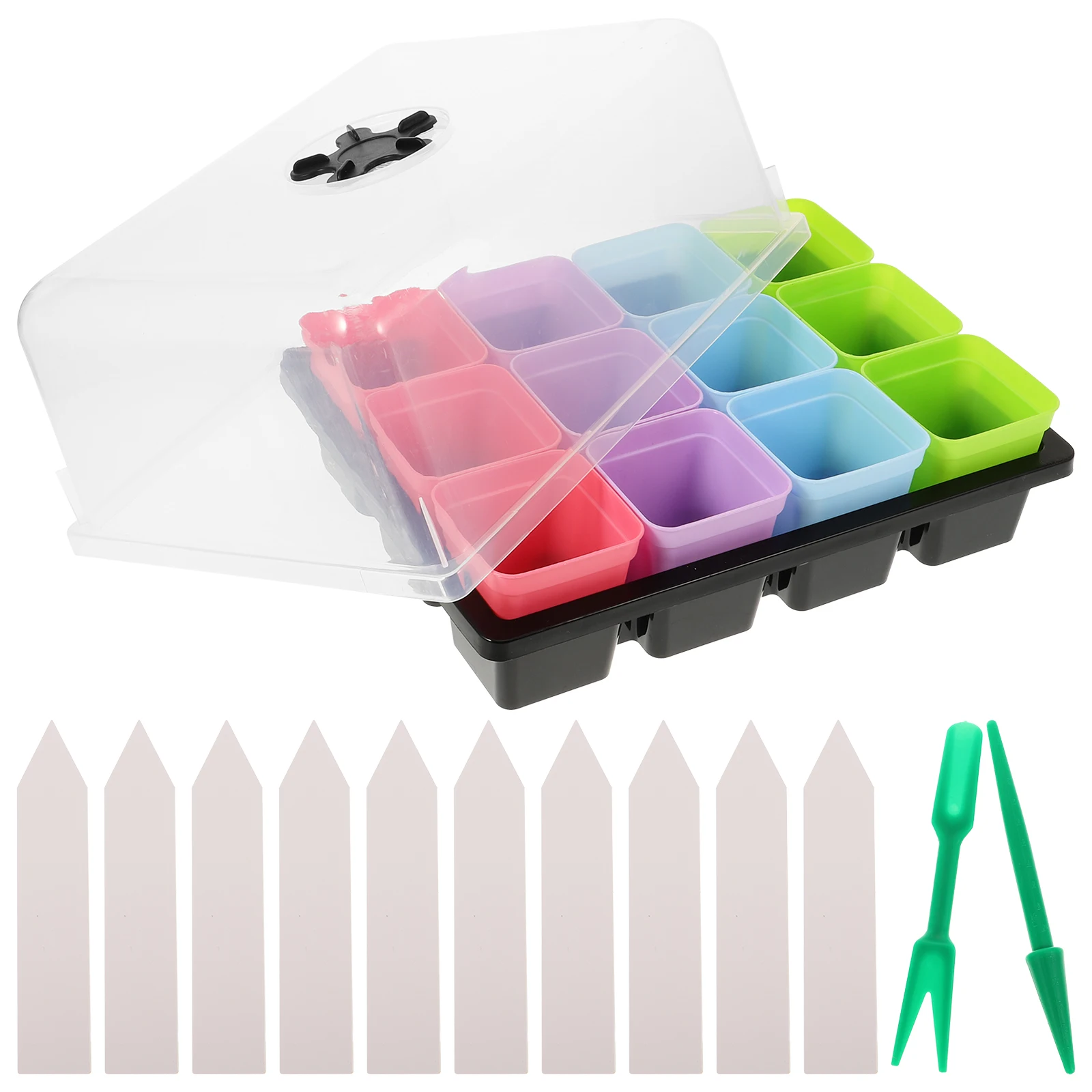 

1Set Plastic Nursery Pot Small Square Plant Pot Durable Drainage Hole Flower Succulent Starter Growing Kit Indoor Grow Kit