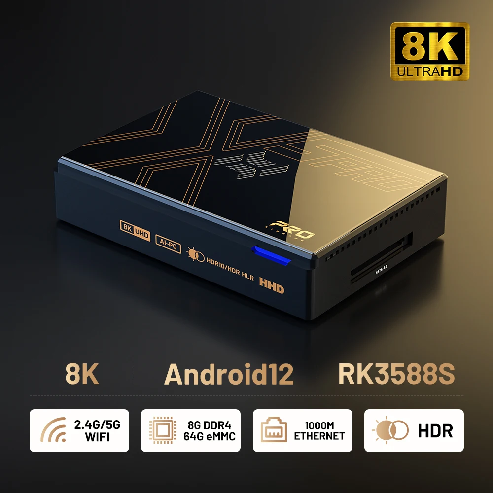 Android TV Box Super Console X5 Pro TV Box per 8K @ 60FPS 4K @ 120FPS con Android 12 AV1 8G + 64G 2.4G e 5G Dual Wifi HD Movie Player