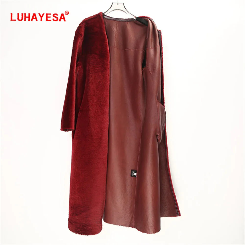 2024 Australia Merino Shearling Fur Clothes Women Winter Extra Long Real Fur Overcoat