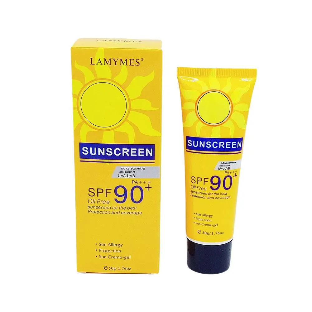 Protetor solar impermeável para rosto e corpo, cuidados com braços e coxas, Proteção de verão, Protetor solar UV, Beleza e Saúde da Pele, P4J4, 50g, SPF90 +