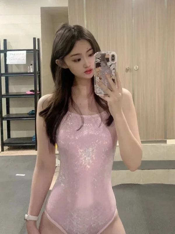 

iny Speed Suit Swimsuit Women's Flaing Pure Desire High-End Sensation INS Small Chest Slimming Conservative Stu...