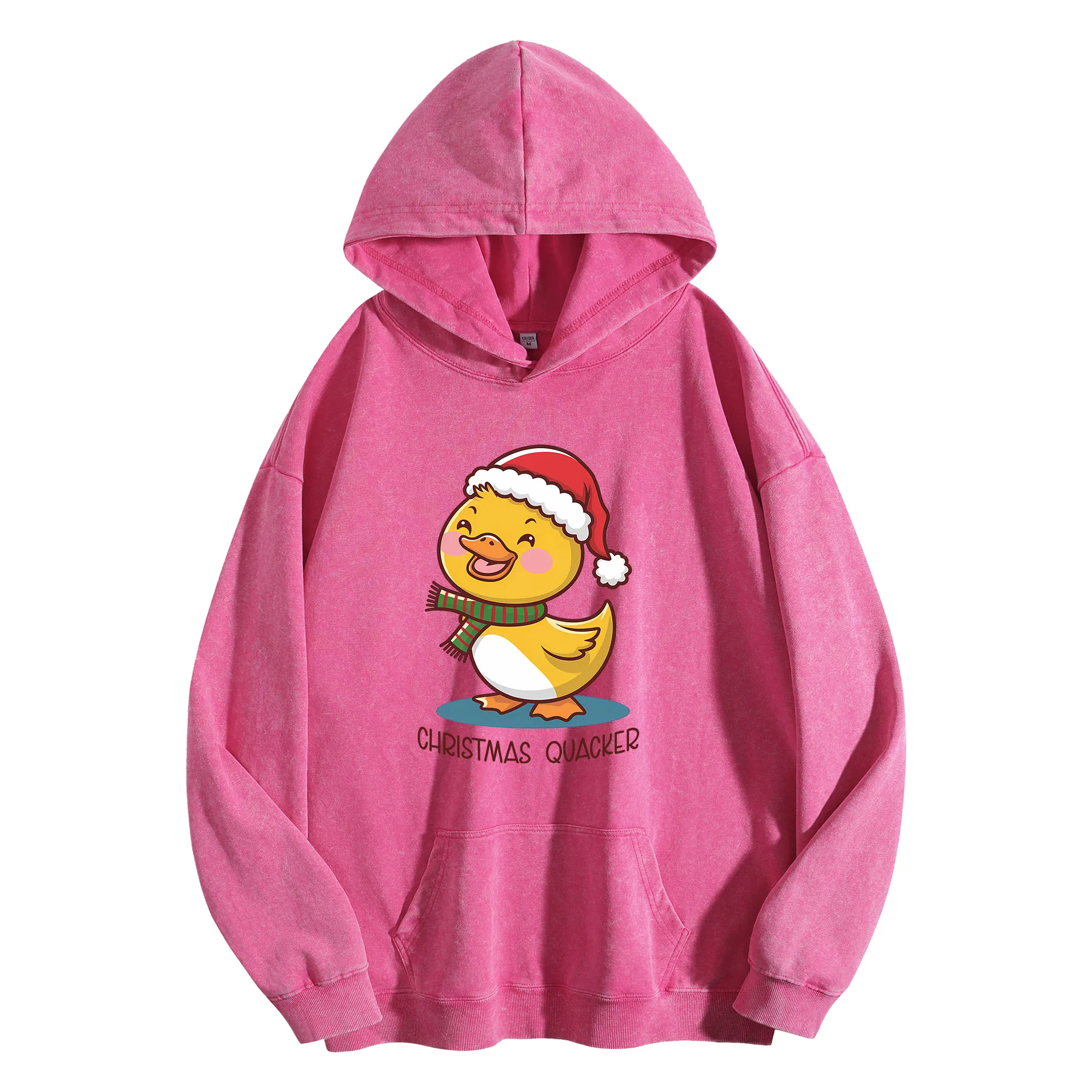 عيد الميلاد Qvacker طباعة الرسم 400G خمر غسلها هوديي للجنسين المتضخم الشارع الشهير البلوز مجموعة الخريف/الشتاء #3
