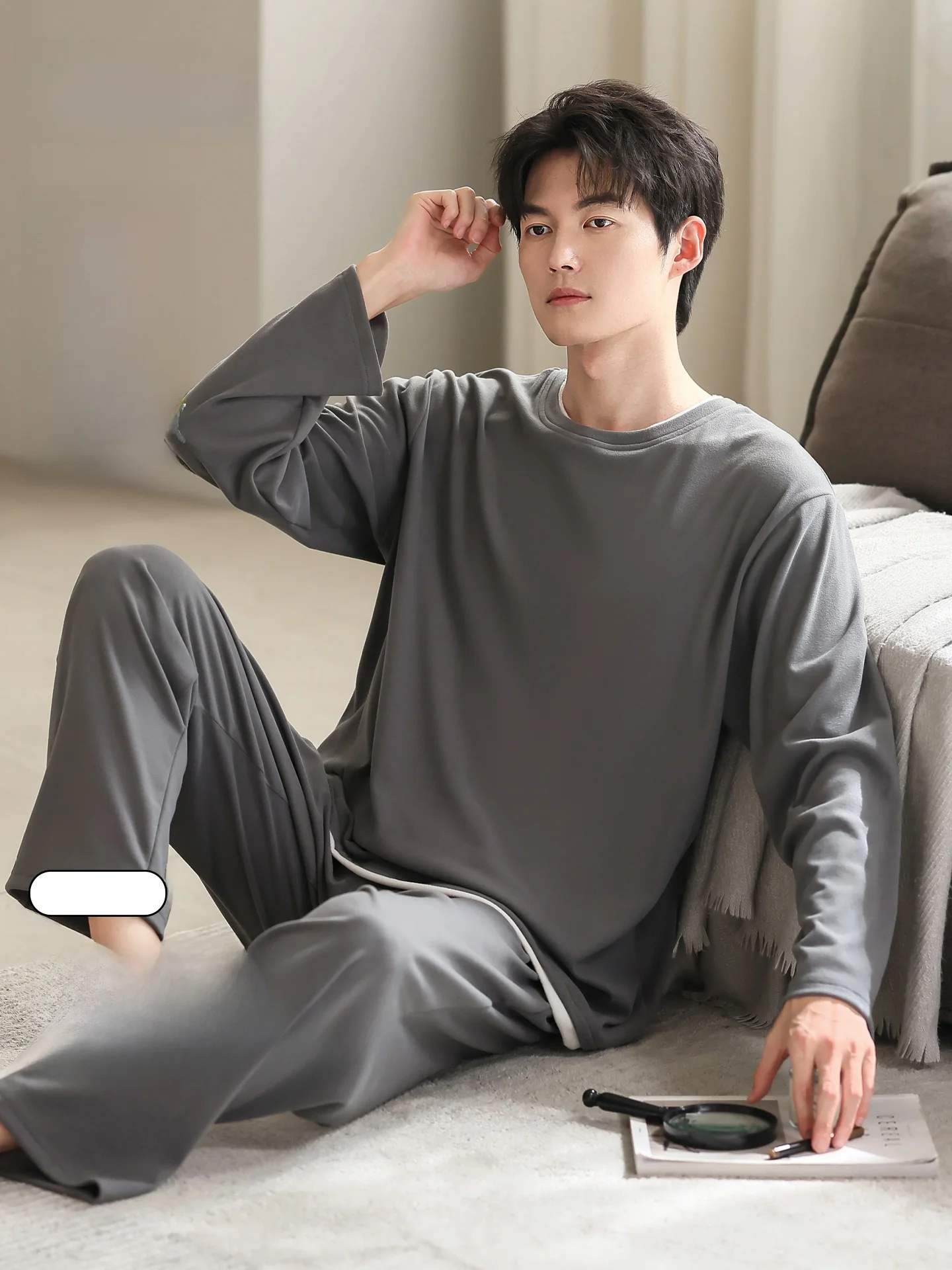 Pure Cotton Sleepwear Long Sleeve Loose Home Clothes Set for Men Spring Autumn Style Comfortable Breathable Soft Cotton Pajamas