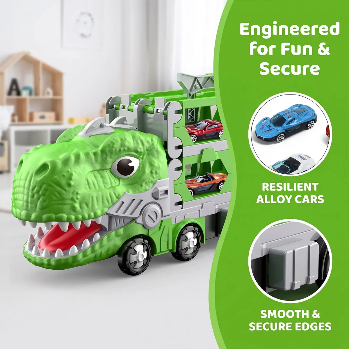 Transport Eject Truck Toy for Kid with 2/8 Cars  Race Track Folding Storage Carrier Play Vehicle Set Boy Gift