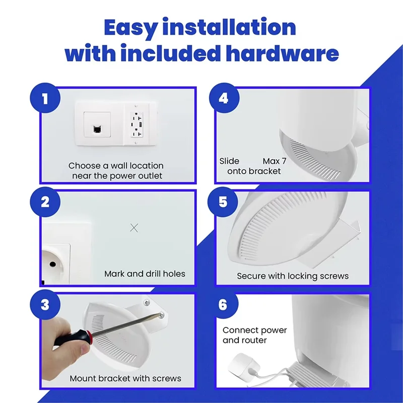 Soporte de pared para enrutador ABSQ para montaje en pared de aleación de aluminio EERO Max 7, soporte de montaje en pared resistente y duradero para ahorrar espacio