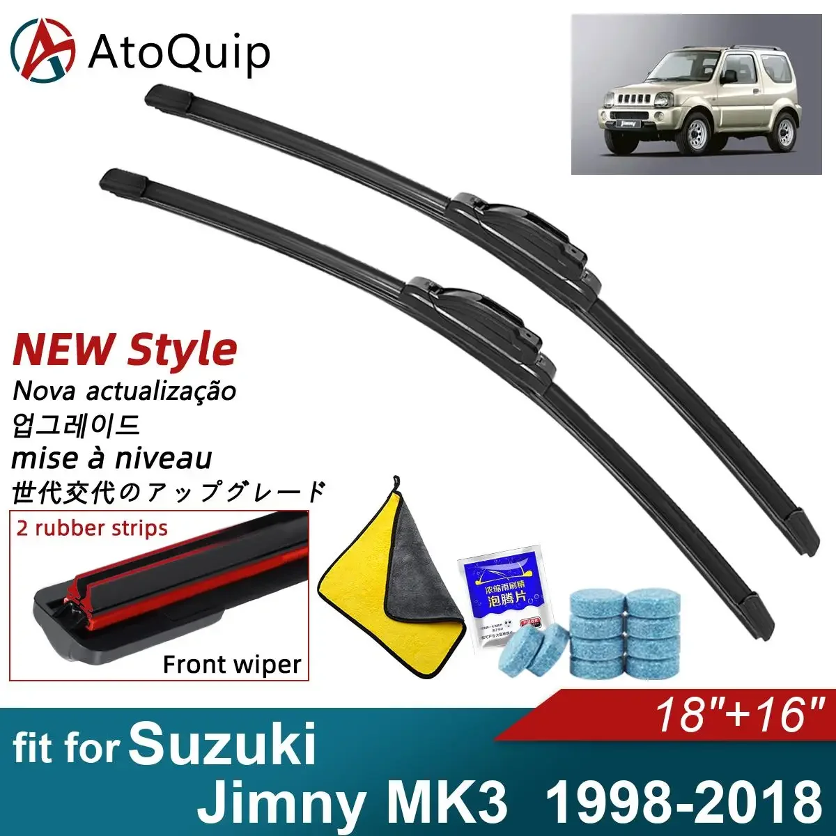 

Двойные резиновые автомобильные дворники для Suzuki Jimny MK3 1998-2018, стеклоочистители переднего и заднего стекла, автомобильные аксессуары