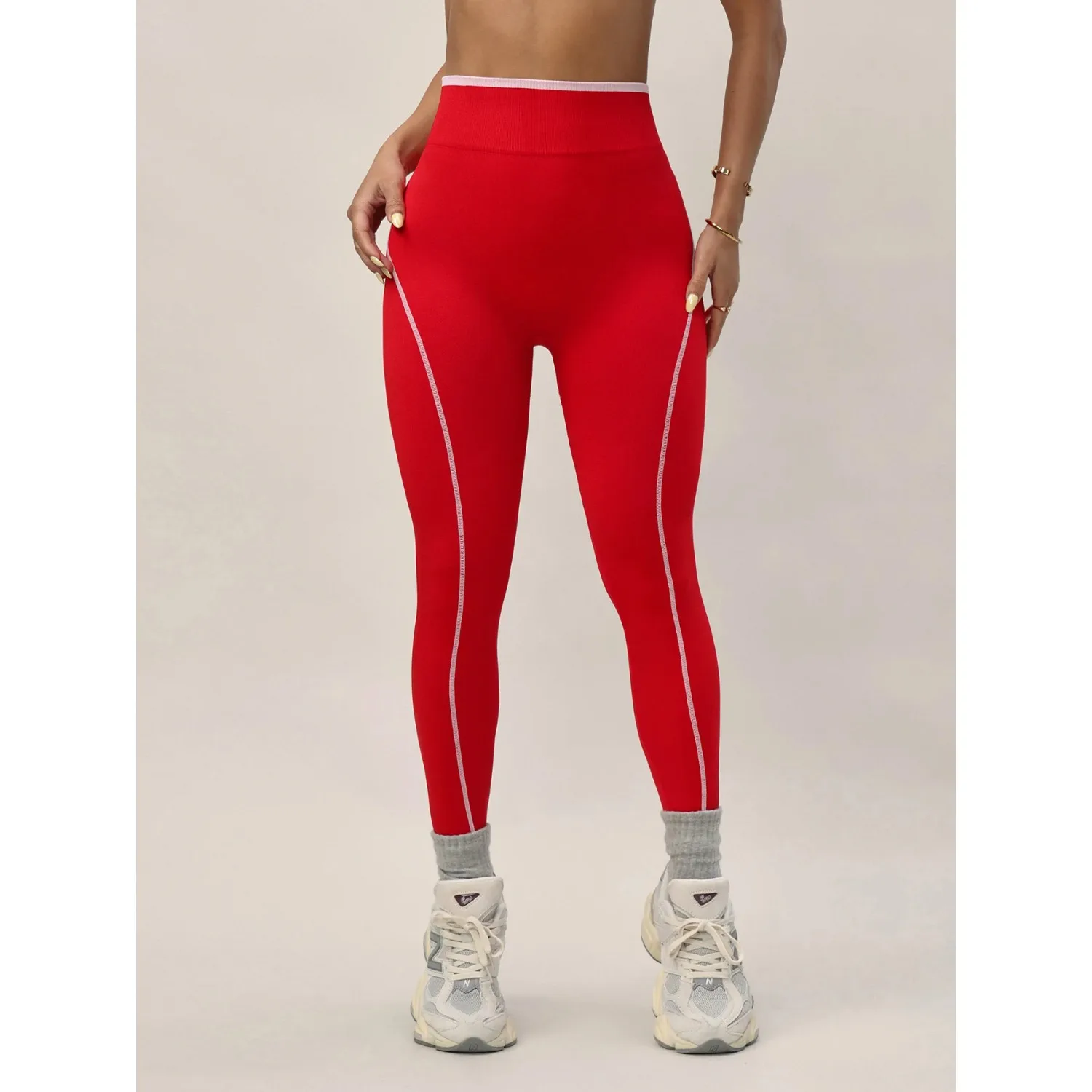 Nouveau pantalon de Yoga rayé de gymnastique sans couture tricoté taille haute levage des hanches pantalon de gymnastique ajusté exercice de course Leggings de Yoga
