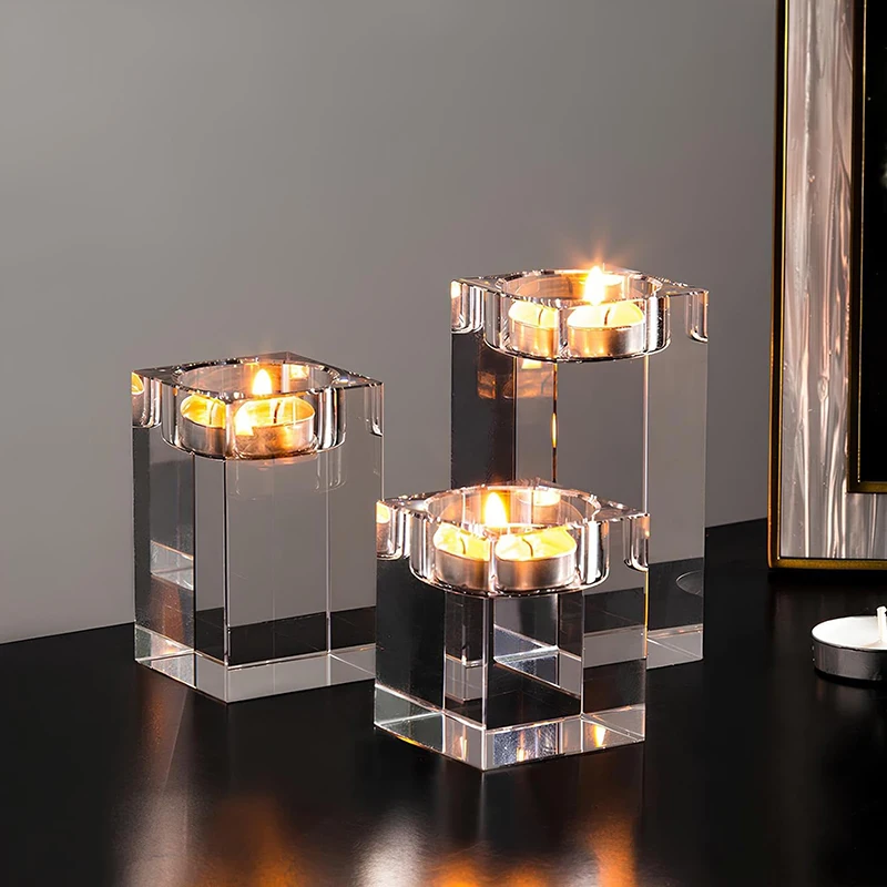 

Crystal Candle Holders Set , Crystal Tea Light Candle Holders Crystal Votive Candlestick Holders for Home Decoration for Wedding