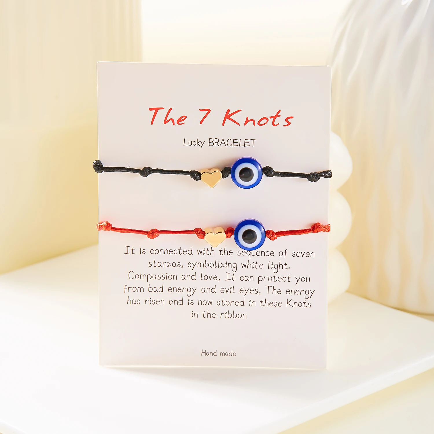 Einfaches türkisches blaues Evil Eye 7-Knoten-geflochtenes Armband für Damen und Herren, glückliches rotes Seil, handgefertigtes Armband, Ästhetik, Party-Schmuck – Detail 26