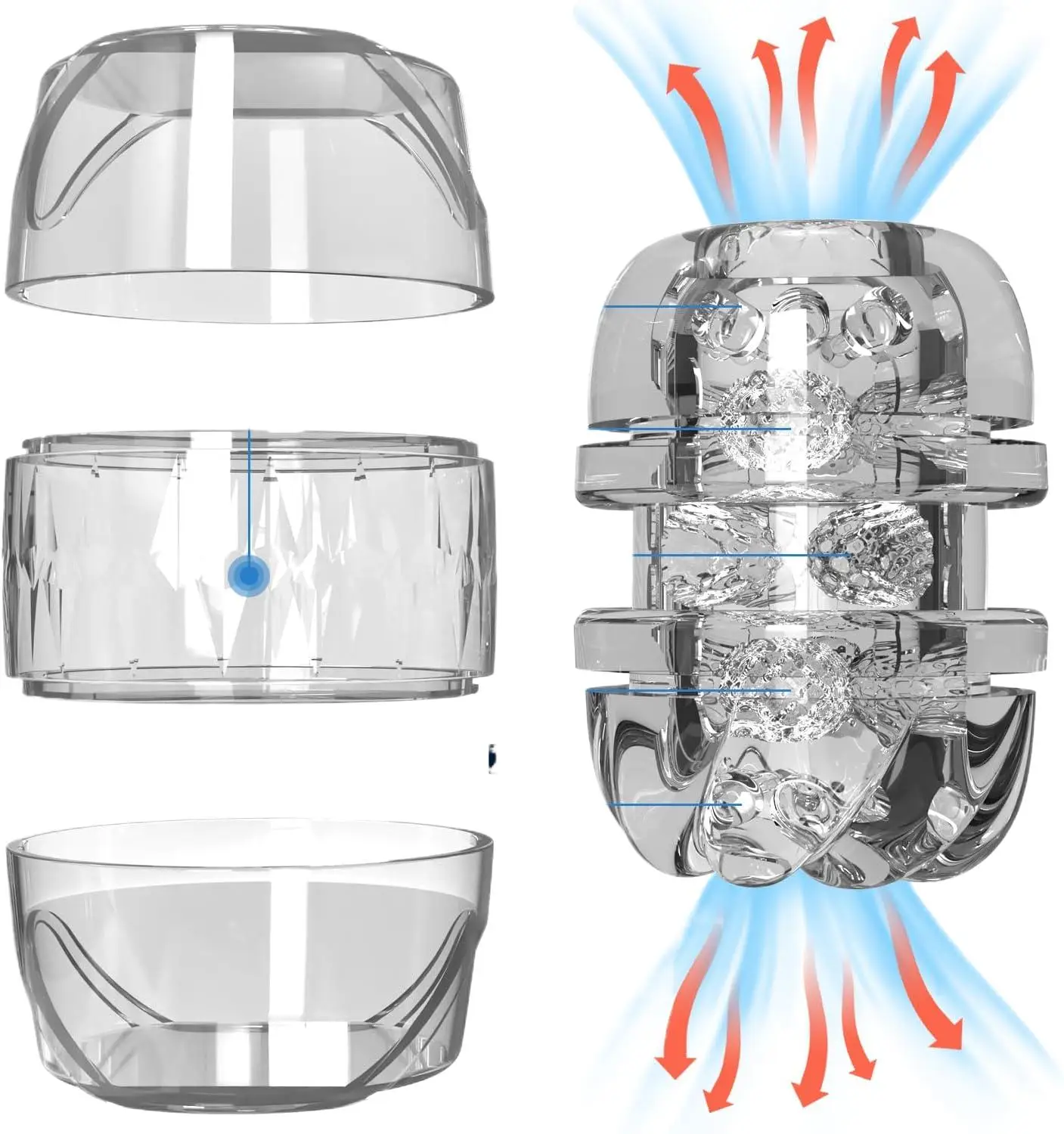 Malika Manual Male Masturbators Cup Adult Sex Toys Penis Stroker,Open Ended Portable Transparent Pocket Pussy Stroker with Vagi