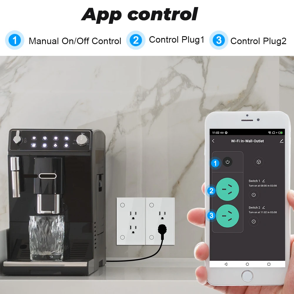 16A Tuya Wifi Socket Us Plug Outlet Timing Smart Leven App Muur Elektrische Op Off Voor Google Home Alexa Tmall genie