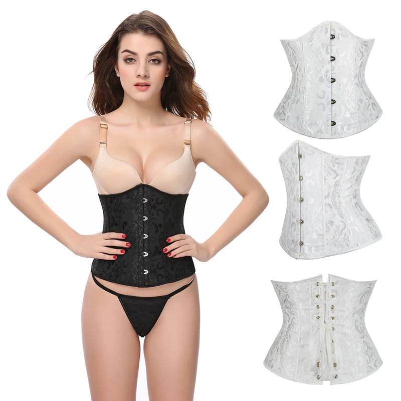 

Корсет на шнуровке со стальными косточками, жаккардовый корсет с цветочным рисунком, регулируемый корсет