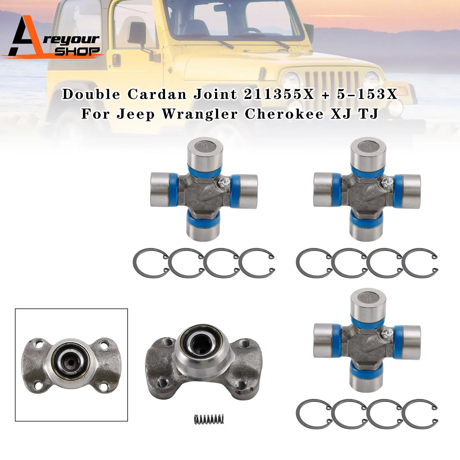 

Double Cardan Joint 211355X + 5-153X for Jeep Wrangler Cherokee XJ TJ