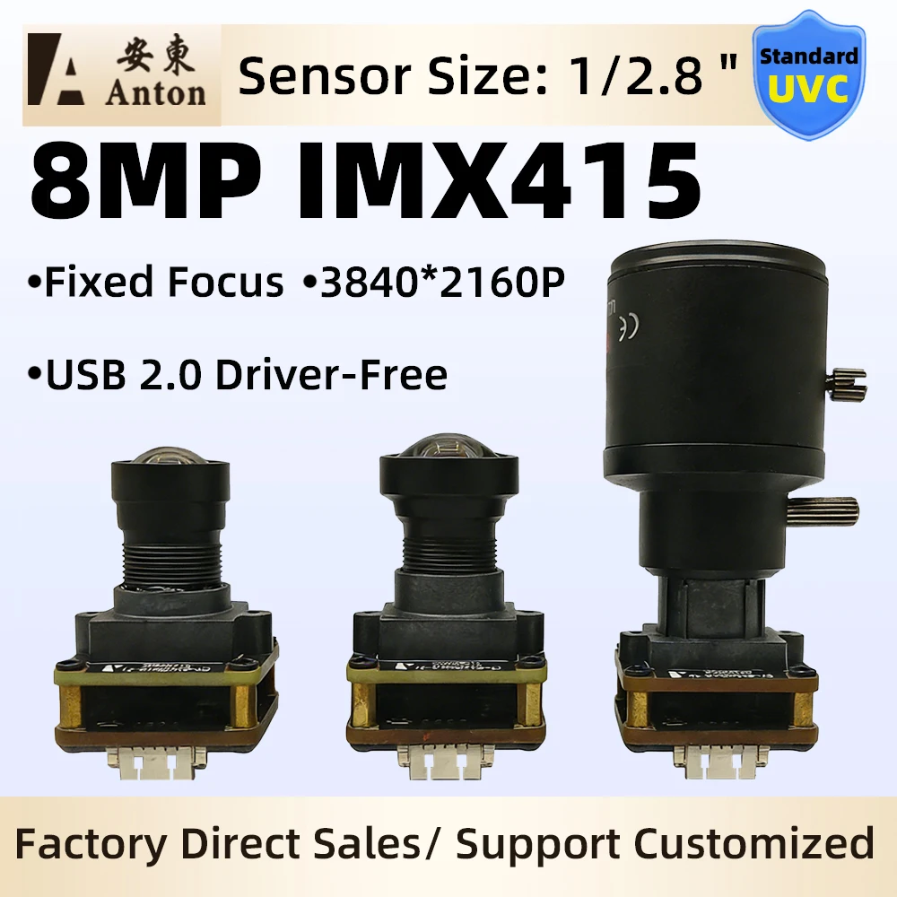 

8 МП цветной USB2.0 IP-модуль камеры IMX415, 30 кадров/с, FF AF, с зум-объективом 2.2/3.24/6-22 мм, OTG UVC, Plug & Play, веб-камера для съемки документов