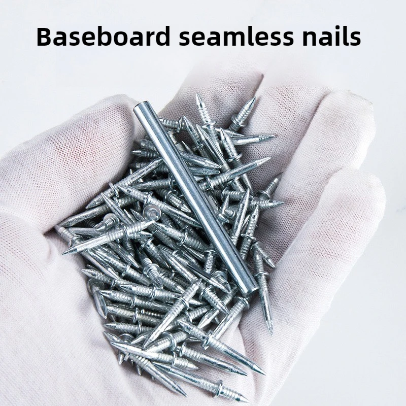 

50PCS Invisible Nails Dual-Headed Nails Zinc-Plated Anti-Rust for Baseboard Wood Panel Fixing Expansion Screw Horn Nails