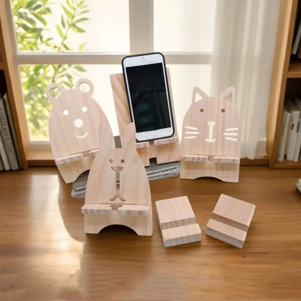 

Креативная деревянная подставка для мобильного телефона с медведем, мультяшная зарядная док-станция, настольная подставка для мобильного телефона