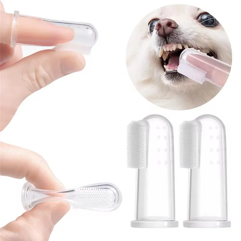 

Cute Finger Toothbrush Super Soft Pet Cat Dog Silica Gel Brush Bad Breath Tartar Teeth Care Tool Dog Cat Cleaning Pet Supplies