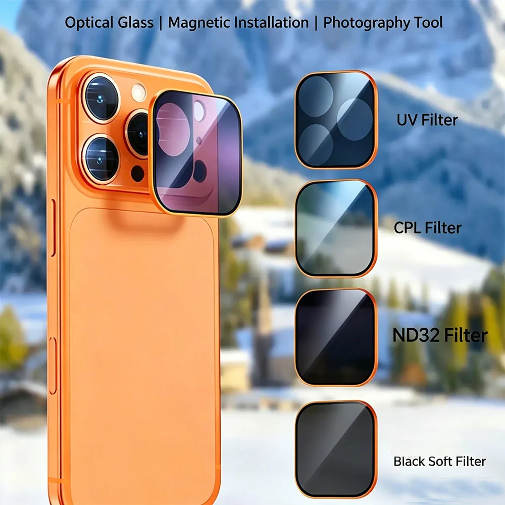 4pcs/set ND-32 UV CPL Light Reduction HD Phone Filter For iPhone 17 Pro/Promax Magnetic Camera Lens Polarizador Para Celular
