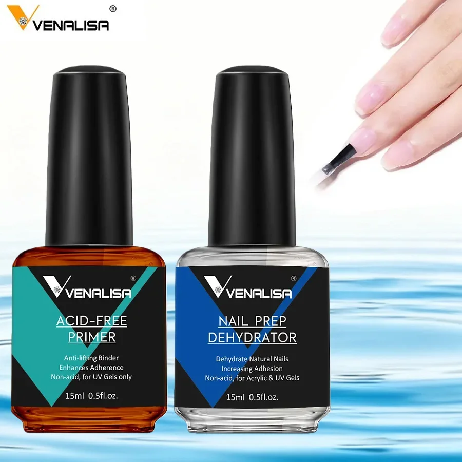 2Pcs Nail Prep Dehydrator And Acid-Free Primer Set for Acrylic And UV Gel Nails Long-Lasting Strong Adhesive Base Coat