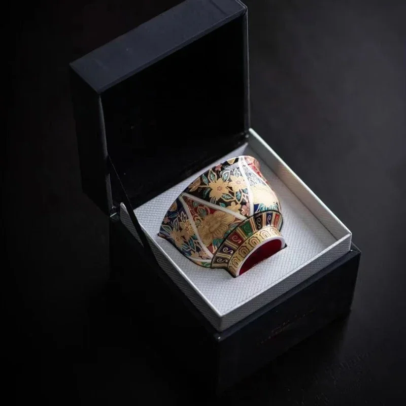 Enamel color master cup light luxury teacup palace style high foot color flower tea cup tea cup
