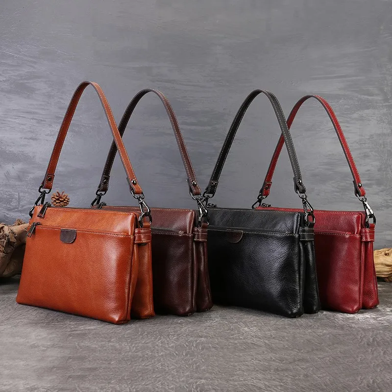 Johnature Genuine Leather Women's Bag 2026 New Versatile Armpit Bag Commuting Multi-layer Shoulder Crossbody Bag