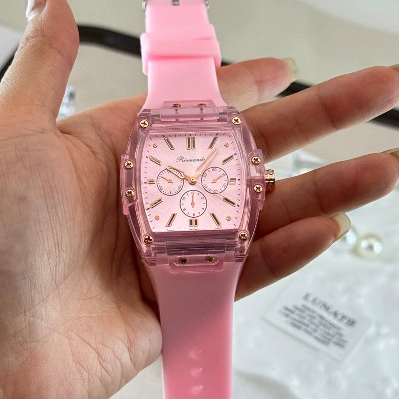 New Fashion Luxury Students Tonneau Silicone Watch Woman Sports Wristwatches Male Clock Women Quartz Watches Gifts Reloj Mujer