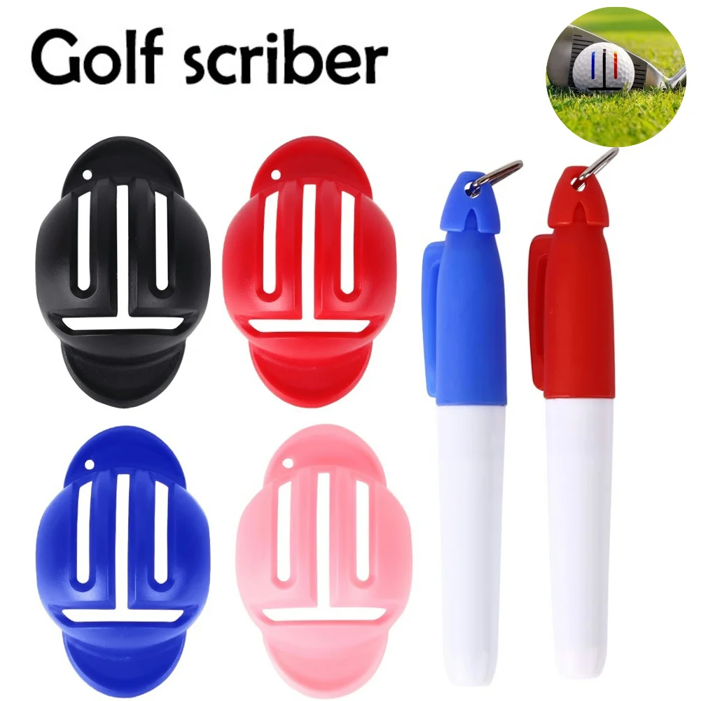 Szablon znacznika linii golfowej z 2 długopisami do znakowania piłka golfowa znacznikiem linii dwustronne oznakowanie pomoce szkoleniowe akcesoria sportowe