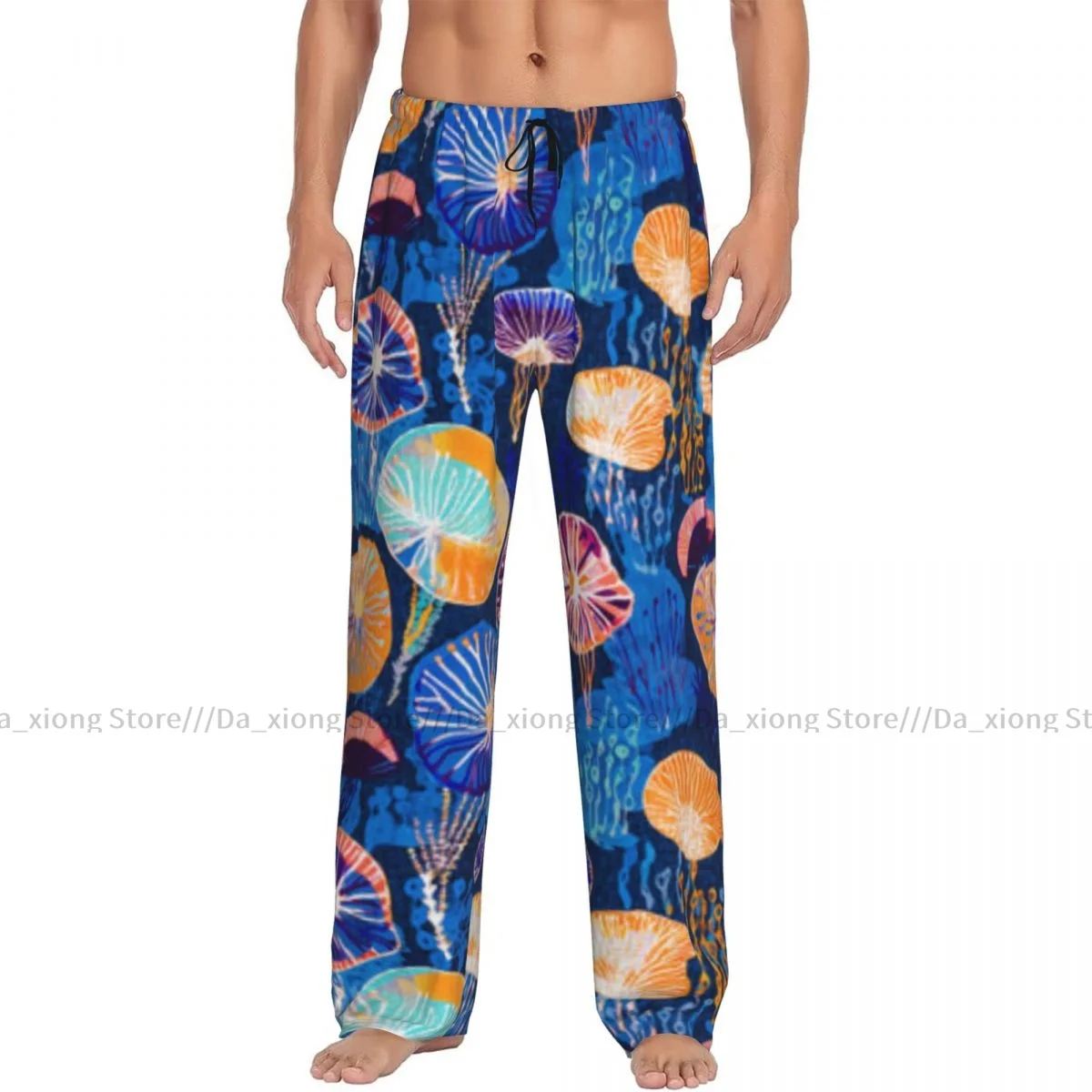 Underwater Tropical Seashell Coastal Pattern Mens Pajamas Pyjamas Pants Lounge Pants Sleep Bottoms