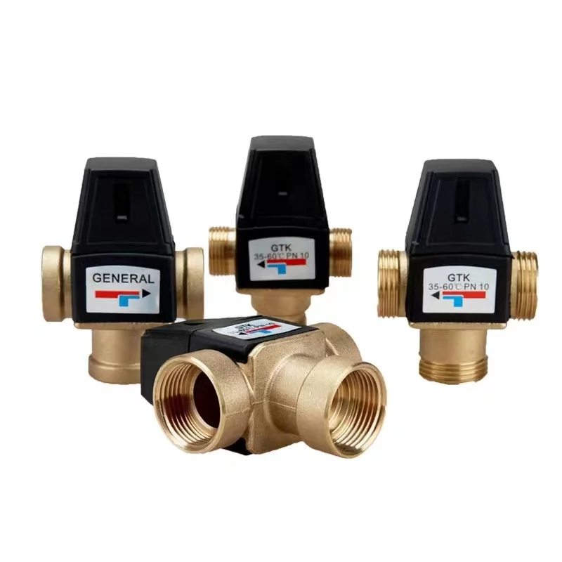 3 way Brass thermostat DN20/25 male/female thread Thermostat mixer Valve for solar water heater sanitary fittings