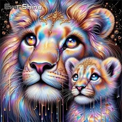 Evershine Diamond Painting Lion Animal Full Square Round Diamond Mosaic Cartoon Cross Stitch Embroidery Child Hobby