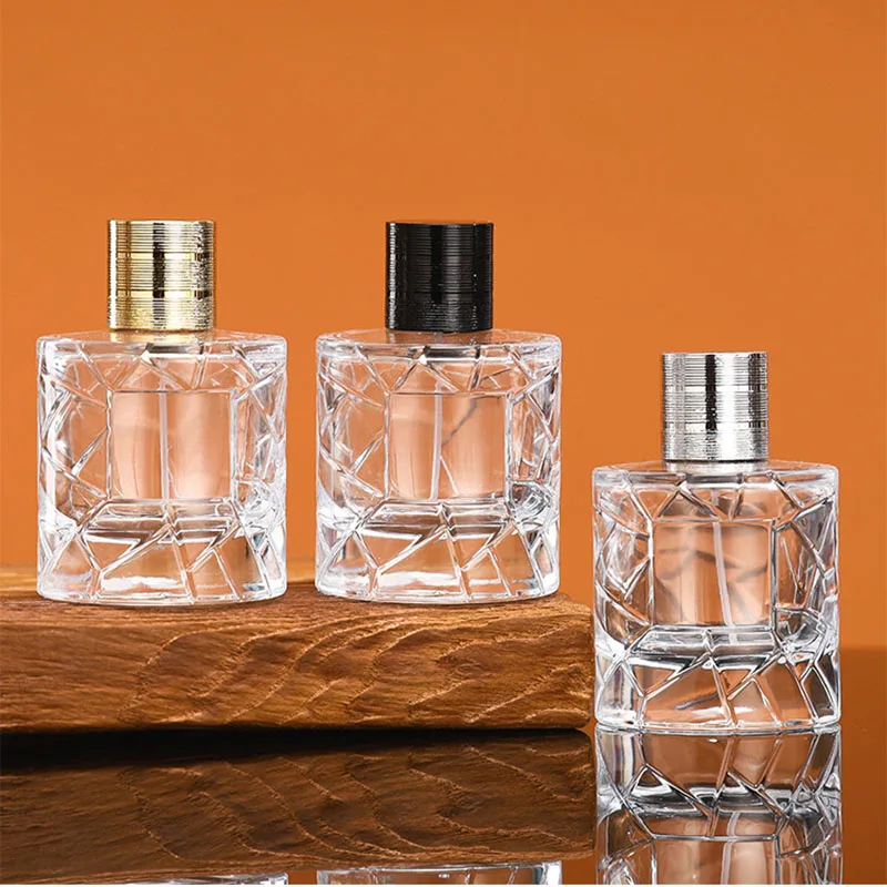 1pc 100ml Perfume Bottle Glass Transparent Large Capacity Cosmetic Fine Mist Atomizer Empty Refillable Round Spray Bottles