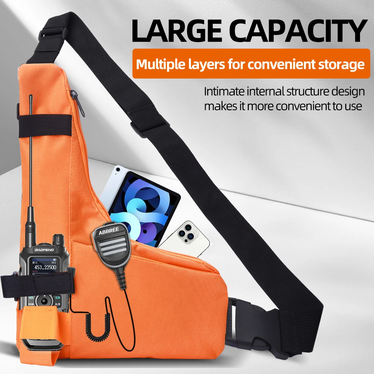 Bolsa ABBREE en L para walkie UV-5R – Táctica impermeable manos libres - imagen 3