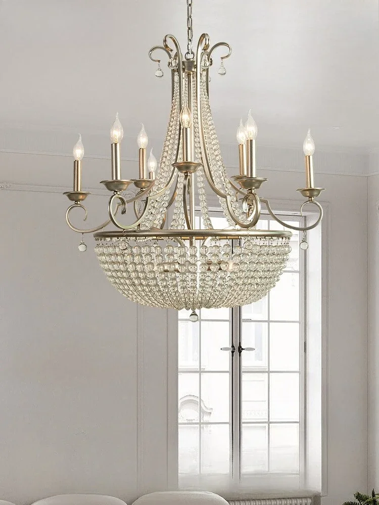 

Living Room Light French Retro Bedroom Home Villa Shop Luxury Double Crystal Chandelier