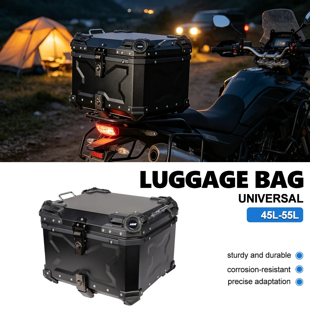 Motorcycle Corner Aluminum Alloy Pattern Box Universal Type Waterproof Shockproof Embossed Motorcycle 45L Travel Side Box