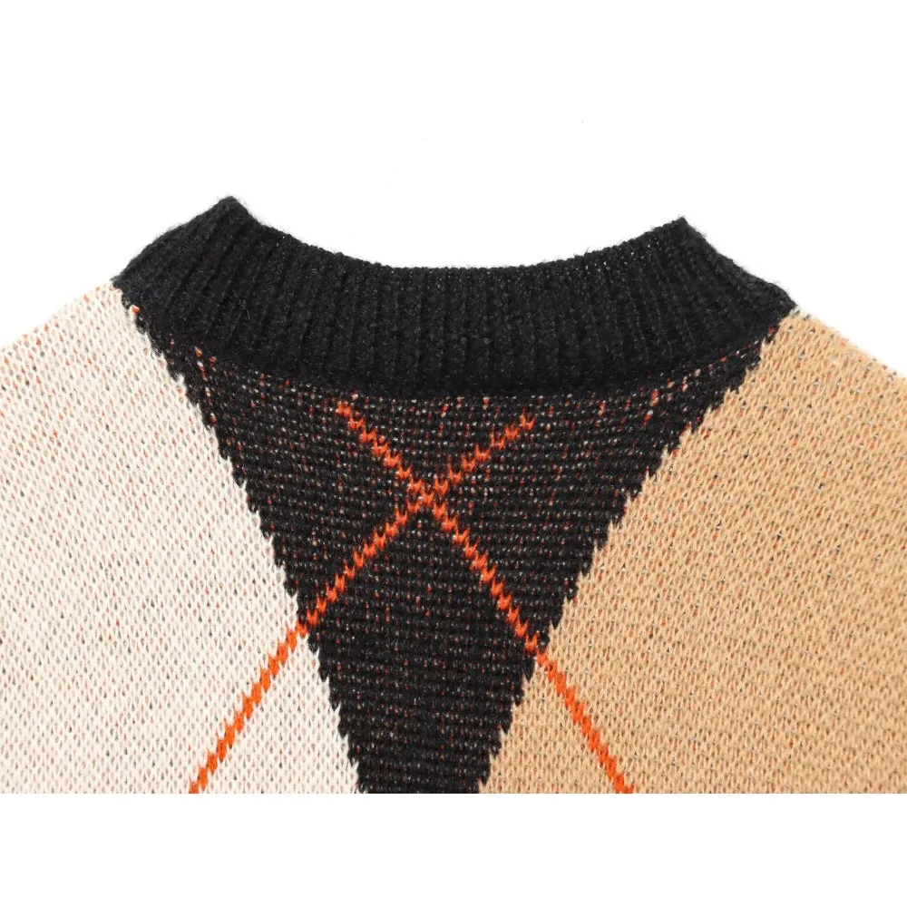 سترة متماسكة من CharmChant Argyle للنساء برقبة دائرية بدون أكمام سترة تريكو نسائية اتجاهات سترة خريف 2025 قماش محبوك