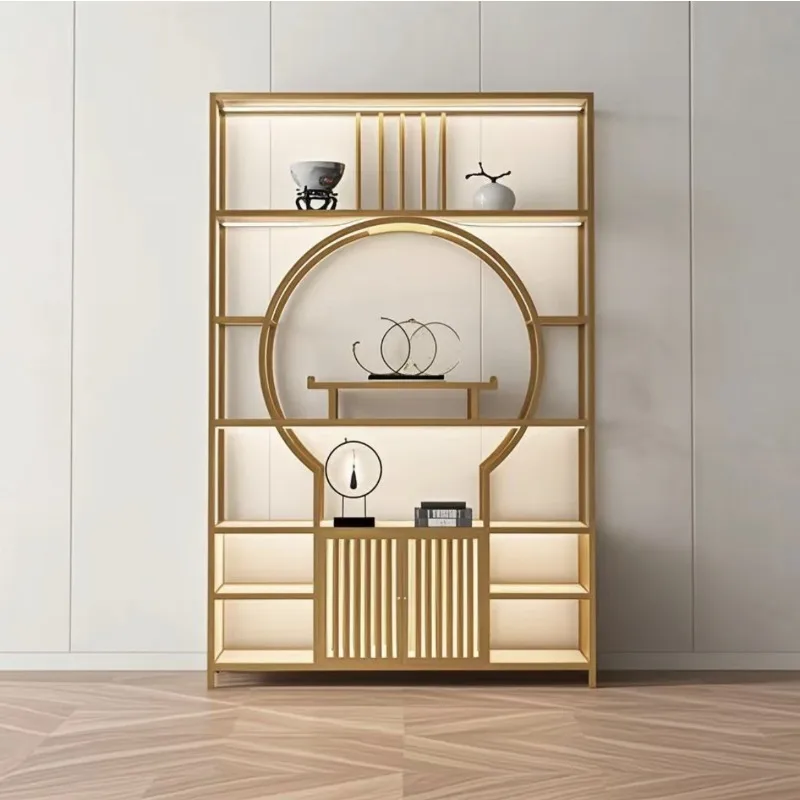 Modern New Chinese Bogu Rack Living Room Tea Cabinet Partition Shelf Duobao Pavilion Tea Room Tea House Ornament Display Cabinet