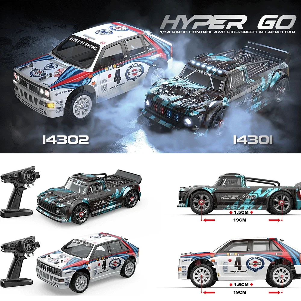 Racing 14301 14302 RC Car Toy Hyper Control High Off-road Car 1/14 Truck Go Speed Brushless Hobby Electric Remote