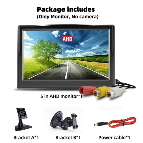 5-дюймовый Автомобильный Монитор AHD/CVBS IPS С LCD-дисплеем 1080P/720P Для Камеры Заднего Вида