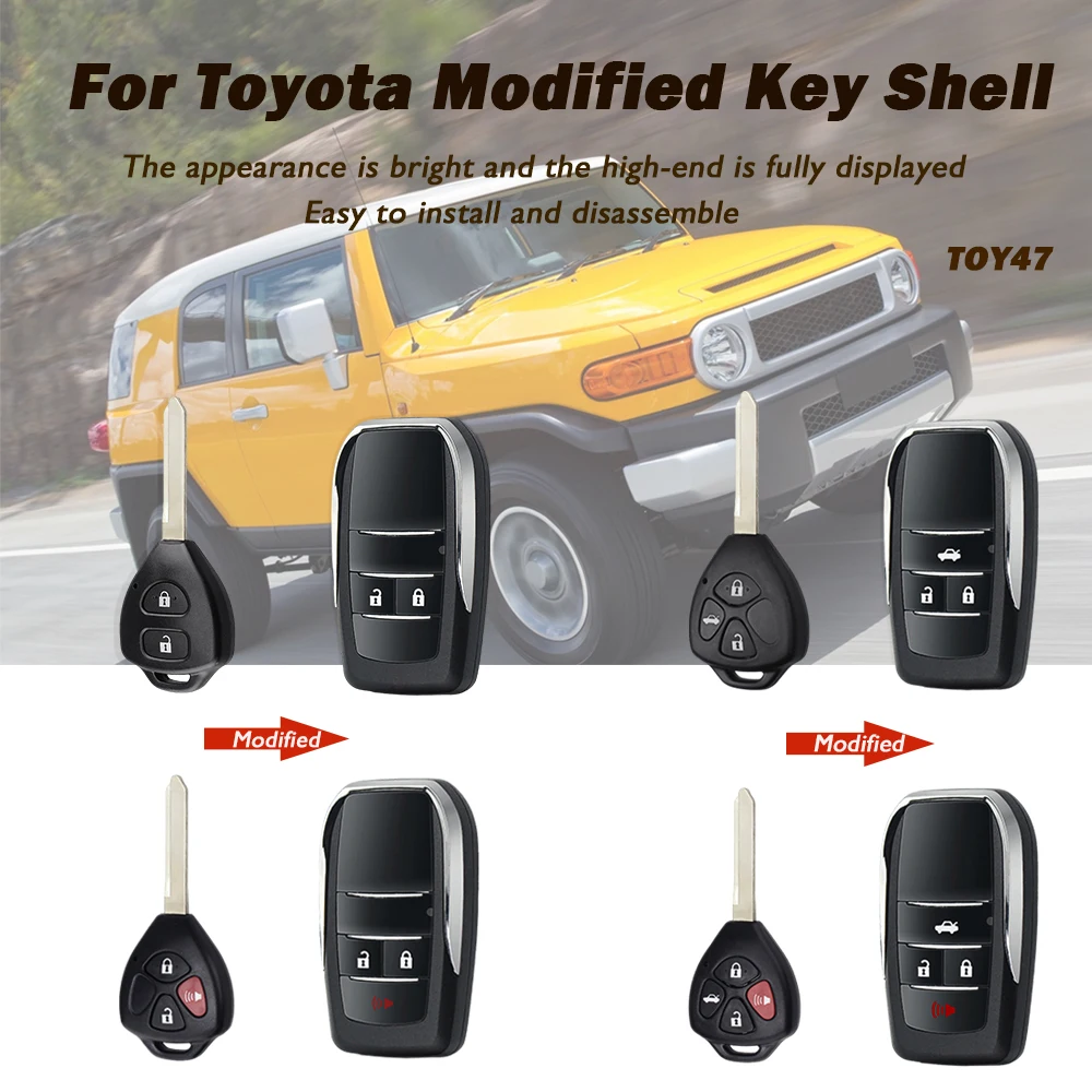 For Toyota 2/3/4BT Replacement Modified Remote Car Key Case Shell For Toyota Corolla Camry Auris TOY47 Upgrade Key Case