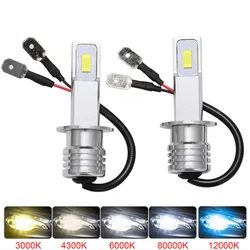 2Pcs H1 Led Car Headlights 880 881 9005 9006 H3 H15 H4 H7 H11 Auto Bulb High Low Beam Long Distance Fog Lamp Lights 12V 6000K