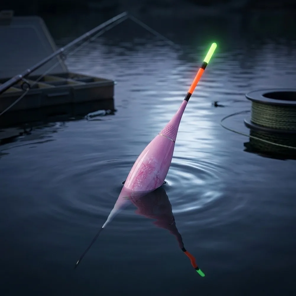 EN Glow Fishing Float For for Night Carp Fishing with Pink Body Built-in Weight and 32.5cm to 59.8cm Size Options