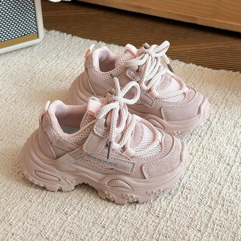 

PU Leather Sport Shoes For Children Ergonomics Trend Fashion Kid's Sneakers Breathable Running Footwear For Boys Girls