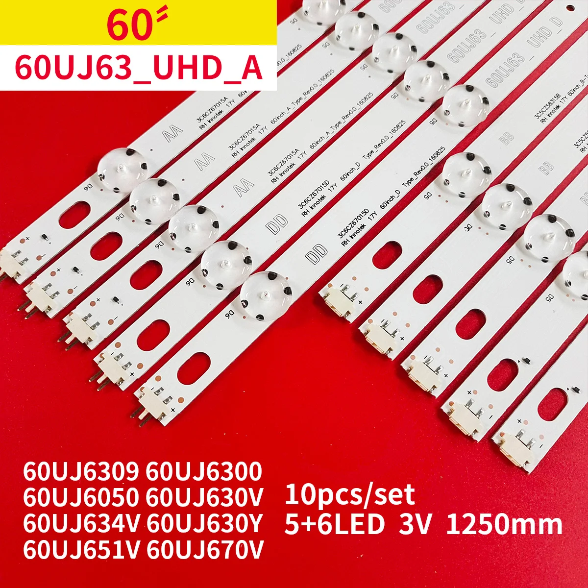 

30Pcs/3Set LED Backlight Strip 11 Lamps for 60UJ6309 60UJ6300 60UJ6050 Innotek 17Y 60inch _A 60UJ63_UHD A B C D EAV63673006