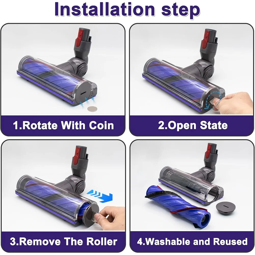 AC39-анти запутывающаяся быстросъемная головка F для Dyson V7 V8 V10 V11 V15 SV10 SV11 SV12 SV14 вакуумные насадки с замком переключателя