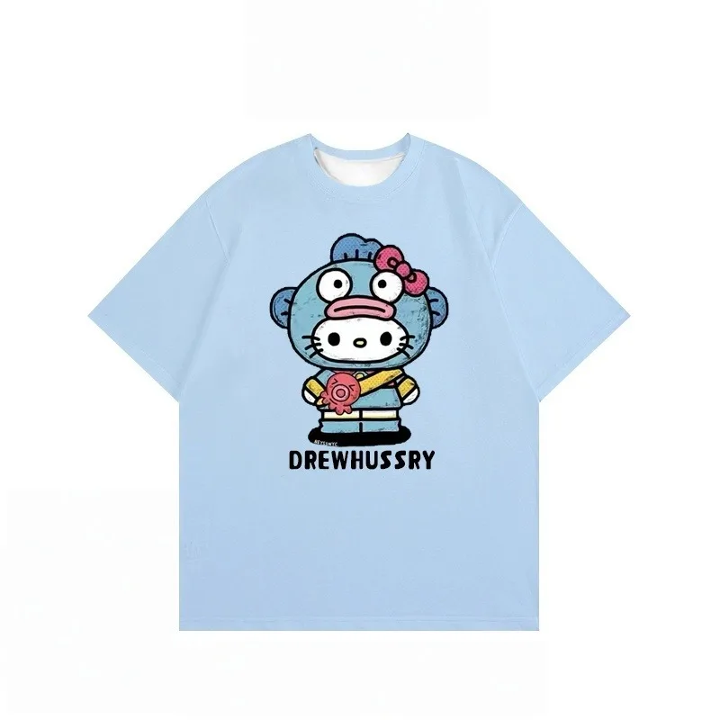 

Летняя футболка с короткими рукавами и принтом HelloKitty3D для мужчин и женщин, быстросохнущая и свободная посадка для пар на улице