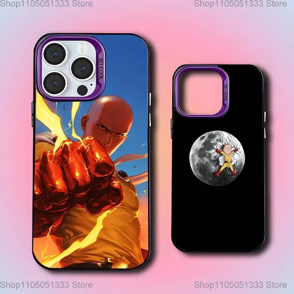

One P-Punch Man Saitama Phone Case For iPhone 16,15,14,13,12,11,Mini,Pro,E,SE4,XS,MAX Purple Candy Matte Cover