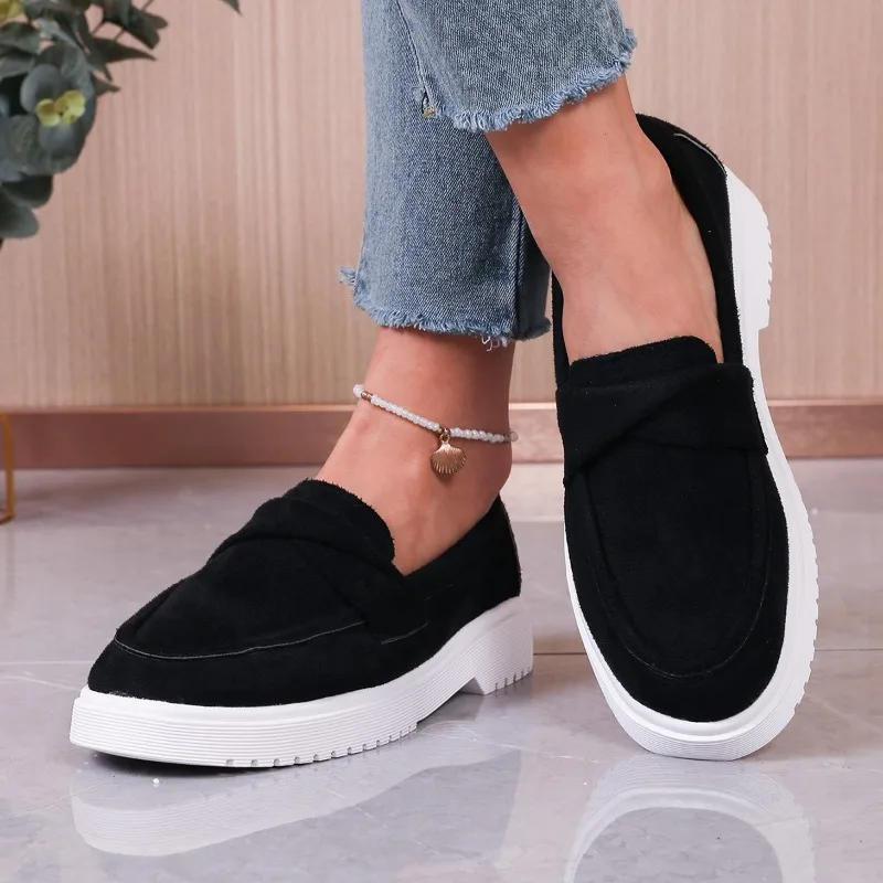 Chaussures pour femmes nouveau printemps sans lacet chaussures plates pour femmes semelle souple confort chaussures plates décontractées dames en plein air bout rond mocassins 2025